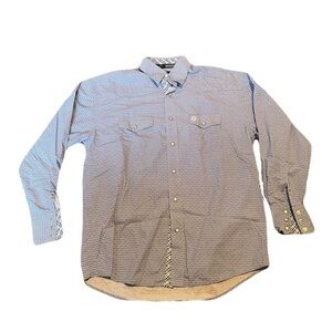 Wrangler George Strait Troubador XL Blue Geometric Pattern Pearl Snap Western